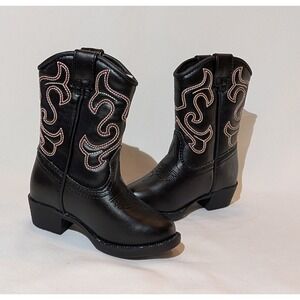 Toddler Western Cowboy Boots Black Embroidered Size 5T